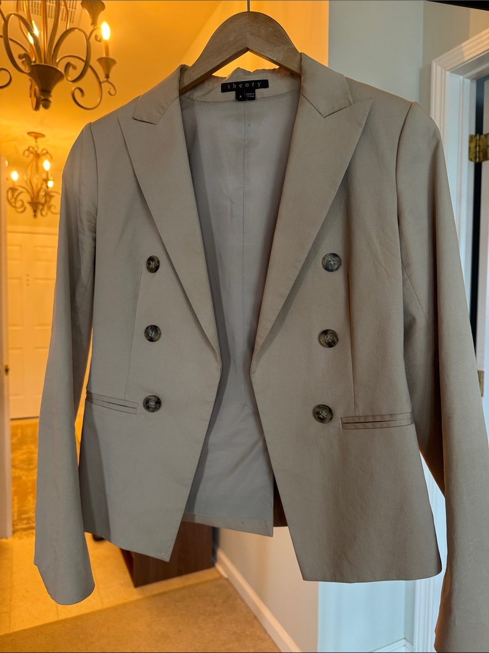 Theory Double-Breasted Beige Women's Blazer